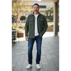 Toad & Co Wool Blend Utility Shirt Jacket Green Button Front Men’s Medium